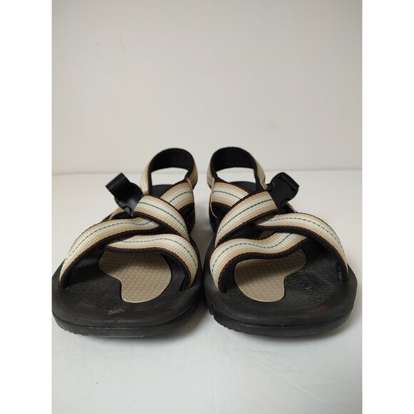 Lands End Mens Size 8 Adjustable Strap Sandals Water Shoes Black Tan - Picture 2 of 8